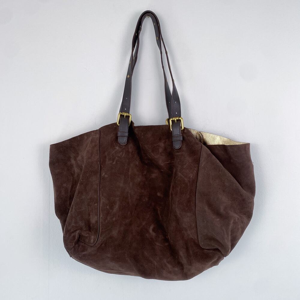 Gerard Darel Simple Leather Bag Brown Suede